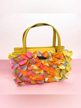 kate spade Yellow Floral Appliqué Tote with Multicolor Petals